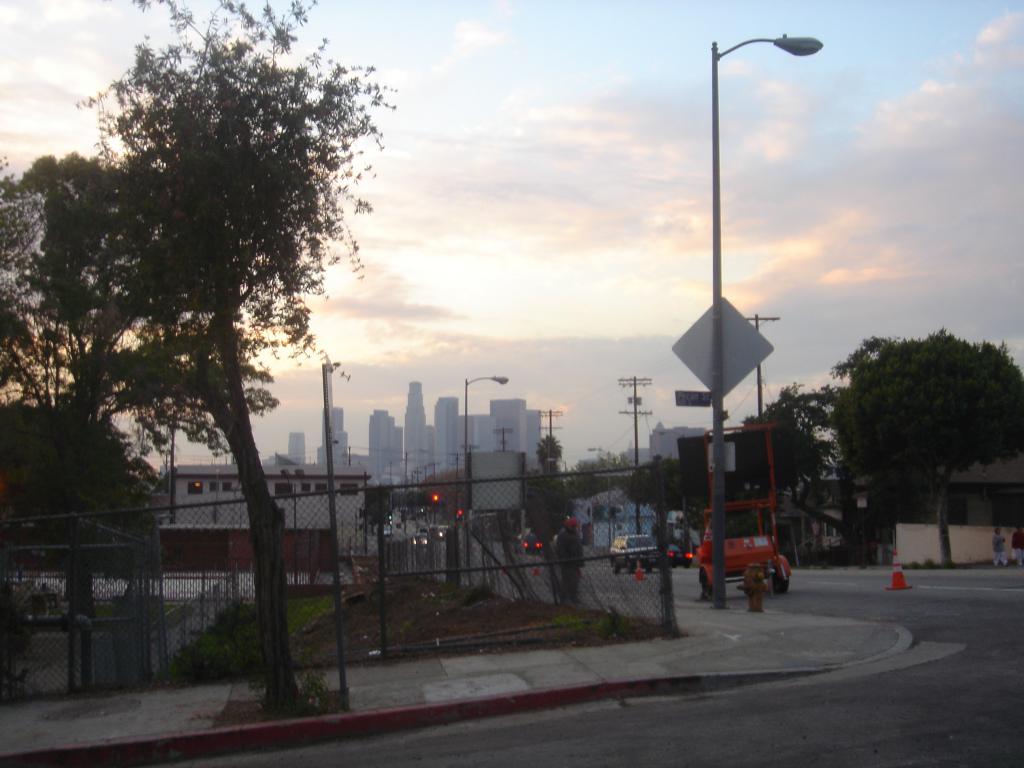 downtown los angeles at sunset