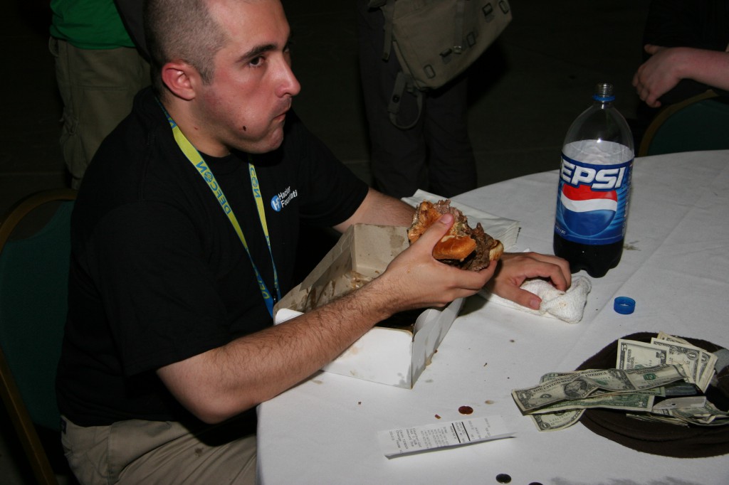 nick farr eating 30 burgers to support hackers