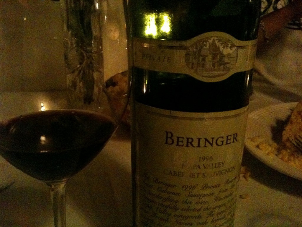 wow this 96 bottle of beringer is total win. wish I was sharing this with @peneloper